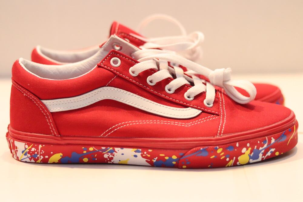 Vans Old Skool Red Paint Splatter Sz 6.5Y
